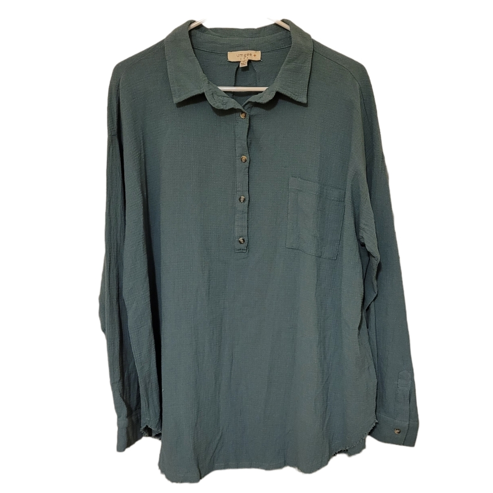 Umgee raw hem button down shirt size XL